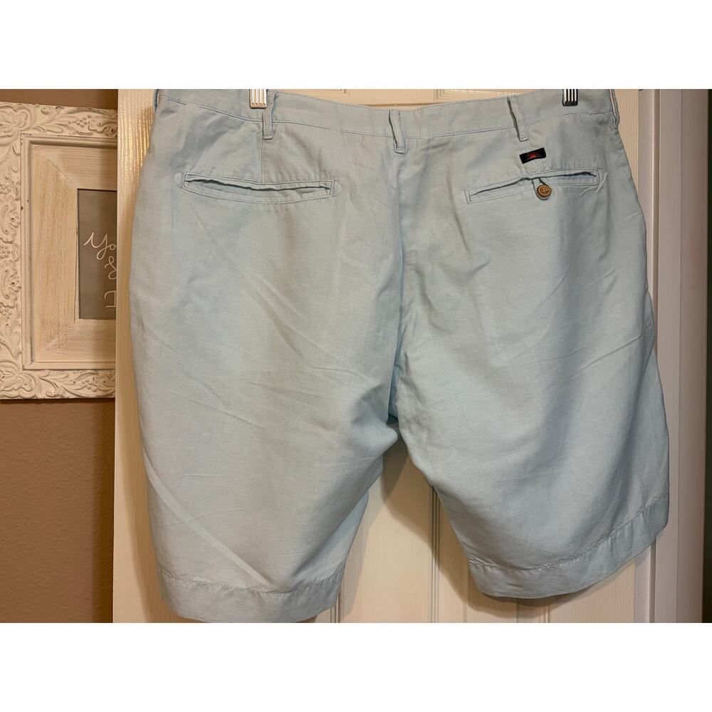 Faherty Linen Cotton Shorts Men’s Light Blue Flat Front Casual Sz 38 golf beach - Picture 4 of 8